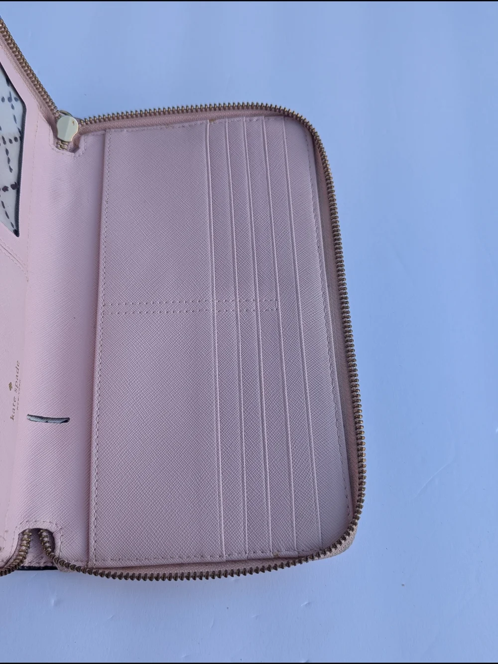 Kate Spade New York Blush Pink Saffiano Leather Zip Around Wallet Organizer